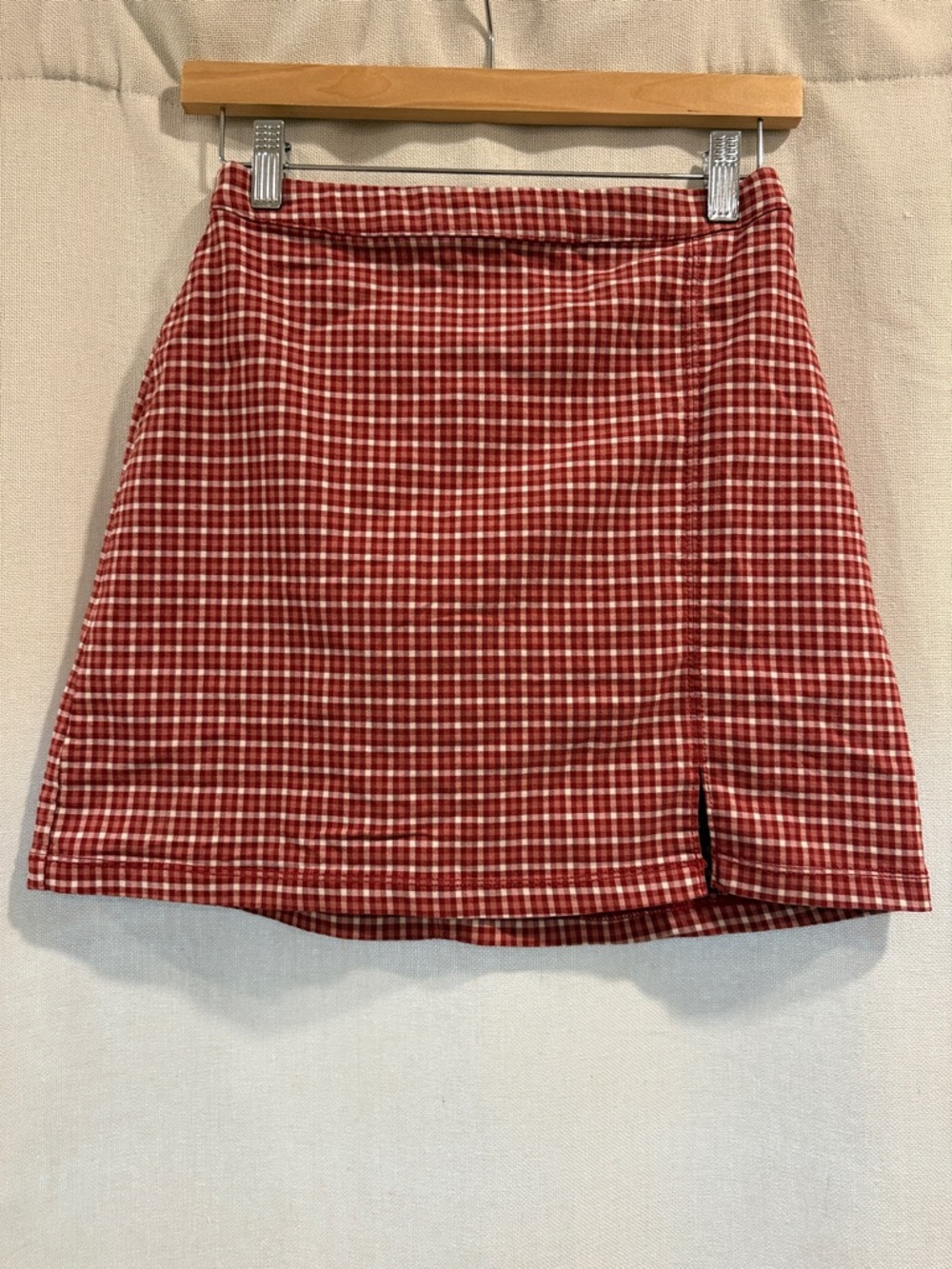 Hollister Red Plaid A line Mini Skirt